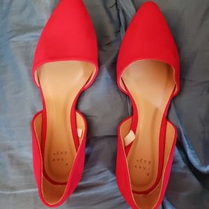 Womens Red Suede Flats